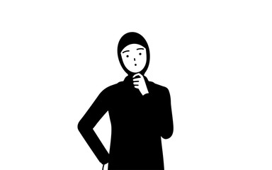 疑問を持って首をかしげるイスラムの女性