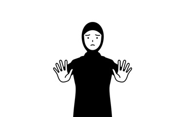 Fototapeta ストップの合図、体の前に手を突き出すイスラムの女性 obraz