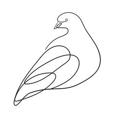 Dove of peace one line drawing. Pigeon Abstract line art. Minimalistic linear vector - 647086507
