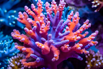 Naklejka na ściany i meble Coral reef background. Undersea tropical world