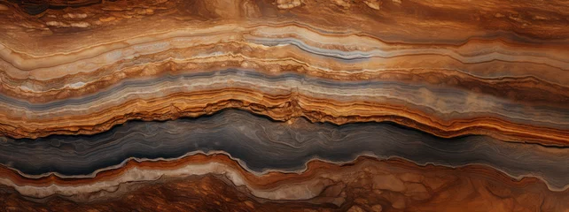 Poster close-up of a beautiful brown and black marble surface, panorama material, colorful and different color layers, hight details stone, rough, AI  © kiddsgn