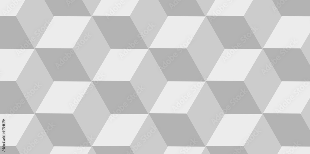 Poster seamless geometric pattern abstract background. abstract cubes geometric white and gray color hexago