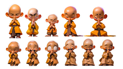 emoji emoticon set of little monk character multiple poses and expression