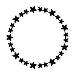 Star frame circle border shape icon for decorative banner vintage doodle element for design in vector illustration
