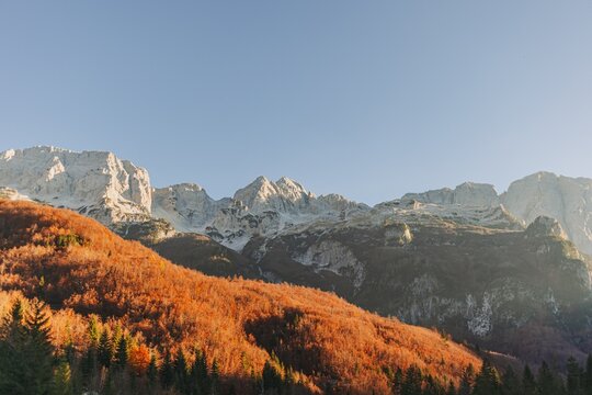 Nature valley landscape of alpine and alps in Valbone, Albania.