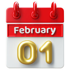 1st February -  Icon 3d Calendar of Day