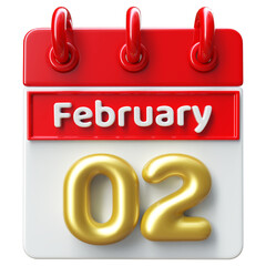 2nd February -  Icon 3d Calendar of Day