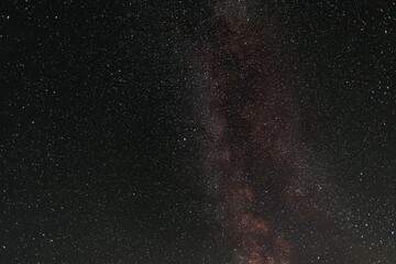 Night landscape with colorful Milky Way at mountain.
