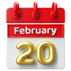 20th February -  Icon 3d Calendar of Day