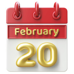 20th February -  Icon 3d Calendar of Day