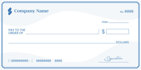 Blank check template design. Vector blank check. Currency payment coupon - obrazy, fototapety, plakaty