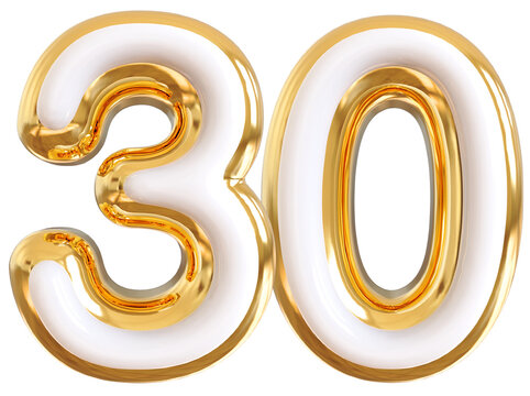 3d number 30 - gold number