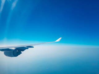 Fototapeta na wymiar Blue Sky and Flight - Flying in the blue sky of the Middle East