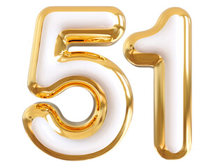 3d number 51 - gold number