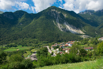 Fototapeta na wymiar Summer view of little alpine village in Trentino Alto-Adige, Italy
