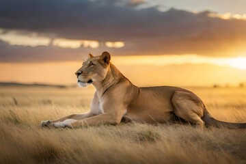 lion cub in the savannah