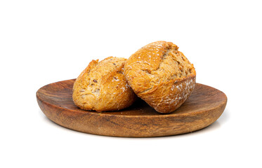 Grain Bread Isolated, Whole Buns with Seeds, Rustic Organic Cereal Bread Grain Bun