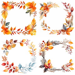Watercolor of fall foliage banner