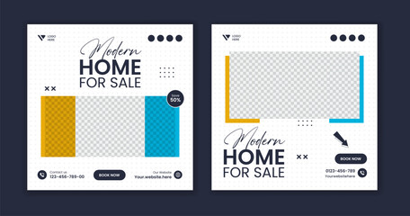 Creative Real Estate Social Media Post Template, Editable Square Post design, Social Media Banners