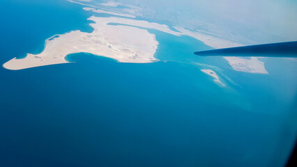 Dubai from Above, United Arab Emirates - Takeoff from Dubai International Airport and flight route to North