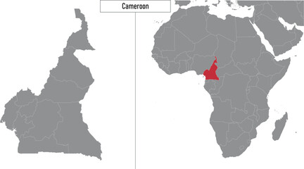 map of Cameroon and location on Africa map