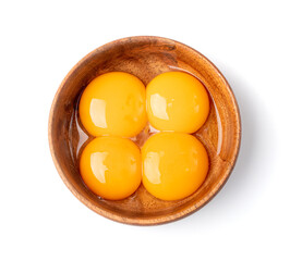 Egg Yolks in Bowl, Fresh Chicken Egg Yolk Separated from Whites for Cooking Recipe, Organic Yolks Top View