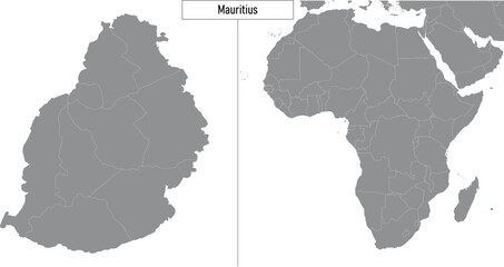map of Mauritius and location on Africa map - obrazy, fototapety, plakaty
