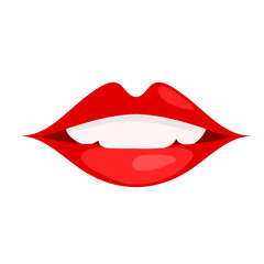 sexy red woman smiling lips cartoon style