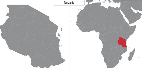 map of Tanzania and location on Africa map