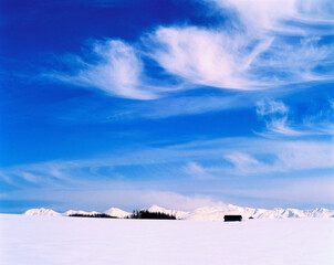 雪原の丘と雲(美瑛町）