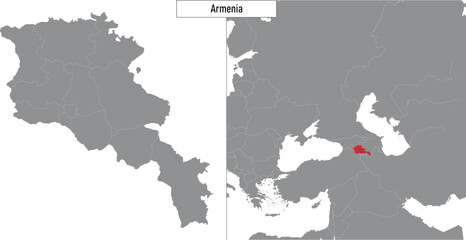 map of Armenia and location on Europe map