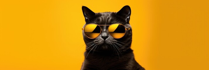 Cat With Sunglasses Dark Yellow Background Cats And Sunglasses, Dark Yellow Colour, The Power Of Visuals, Brand Identity And Imagery, The Psychology Of Colours, Social Media Marketing Strategies