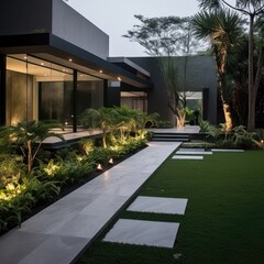 Contemporary Elegance: A Modern Minimalist Garden and Pathway Retreat. Generative AI 2