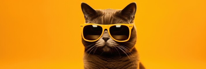 Cat With Sunglasses Dark Yellow Background Cats And Sunglasses, Dark Yellow Colour, The Power Of Visuals, Brand Identity And Imagery, The Psychology Of Colours, Social Media Marketing Strategies