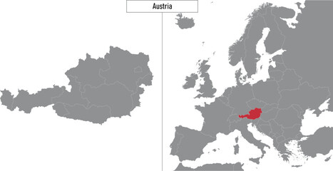 map of Austria and location on Europe map