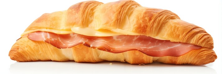 Cheese And Ham Croissant On A White Background