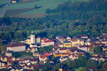 Luftbild der Gemeinde Luftkurort Lam, Bayerischer Wald, Oberpfalz