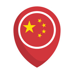 Flat designed Chinese flag map pin icon. Vector.