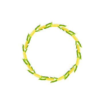 sweet corn vegetable round frame cartoon style