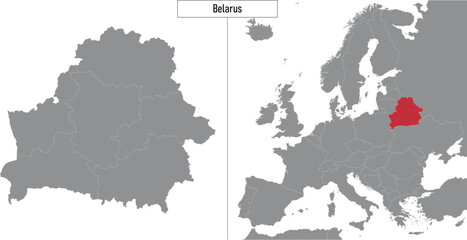 map of Belarus and location on Europe map