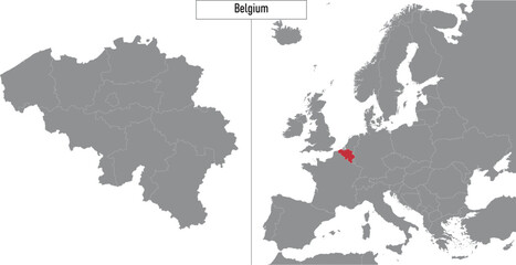Fototapeta na wymiar map of Belgium and location on Europe map