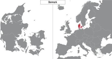 map of Denmark and location on Europe map