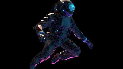 Neon astronavt on black background
