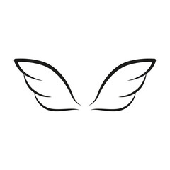 Fototapeta premium Wings line template icon. Wings for fly bird, angel and religious symbol. Wings badges decorative shapes. Vector