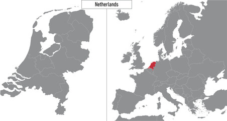 map of Netherlands and location on Europe map