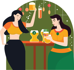 Oktoberfest party with flat vector design