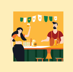 Oktoberfest party with flat vector design
