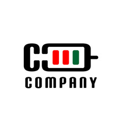 Modern logo letter C forming a battery and injection. Suitable for businesses in the digital technology sector.