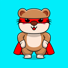 Vector cute otter super hero cartoon vector icon illustration