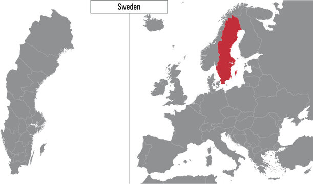 map of Sweden and location on Europe map